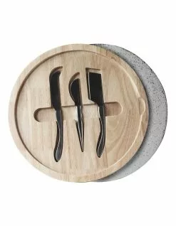 Robert Gordon The Entertainer Serving Board W/Ceramic Plate & Cheese Knives