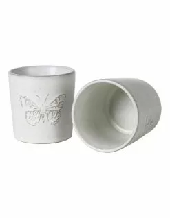 Robert Gordon X Bromley Butterfly Tumbler Set Of 2 White