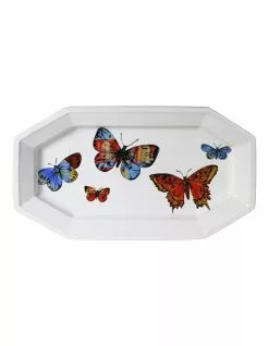 Robert Gordon X Bromley Butterfly Rectangle Platter White