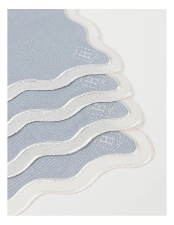 Heritage Florence Scalloped Edge Placemat Set of 4 in Duck Egg Blue 2 Heritage Florence Scalloped Edge Placemat Set of 4 in Duck Egg Blue - Image 2