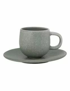 Salt&Pepper Hue Espresso Cup & Saucer 85ml/12cm Set Of 6 Leaf