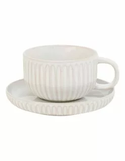 Salt&Pepper Amana Tea Cup & Saucer 240ml/14cm Set Of 6 White