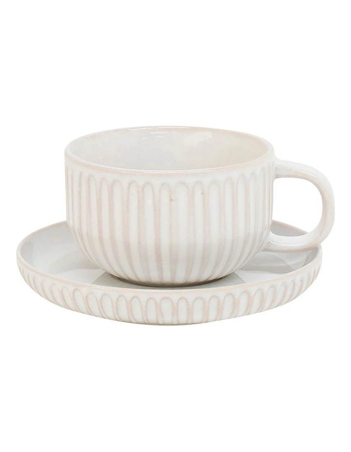 Salt&Pepper Amana Tea Cup & Saucer 240ml/14cm Set Of 6 White 1 Salt&Pepper Amana Tea Cup & Saucer 240ml/14cm Set Of 6 White