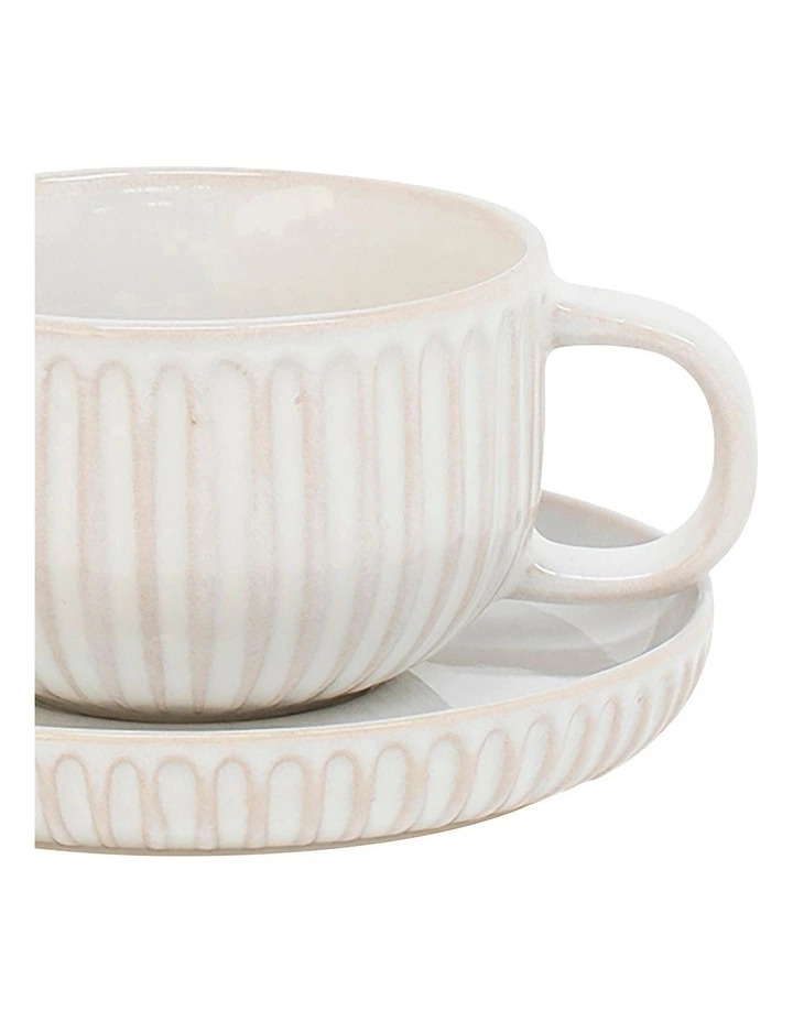 Salt&Pepper Amana Tea Cup & Saucer 240ml/14cm Set Of 6 White 2 Salt&Pepper Amana Tea Cup & Saucer 240ml/14cm Set Of 6 White - Image 2