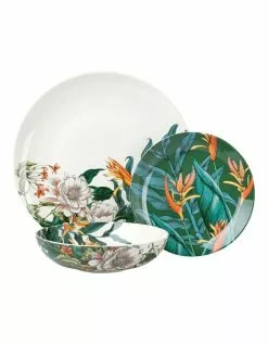 Maxwell & Williams The Blck Pen Night Garden Coupe Dinner Set 12pc Foliage Gift Boxed