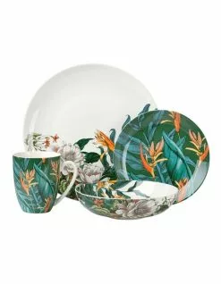 Maxwell & Williams The Blck Pen Night Garden Coupe Dinner Set 16pc Foliage Gift Boxed