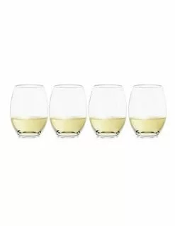 Plumm Set of 4 White Wine Stemless Glass Set Clear